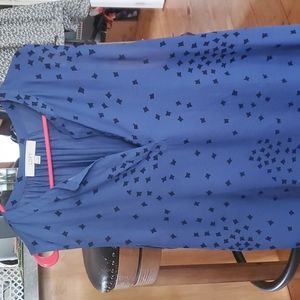 XL Loft Sleeveless Blouse Blue Pattern